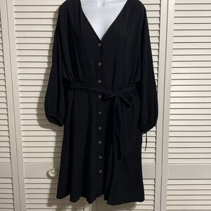 Calvin Klein Long Sleeve Belted Gauze Dress!